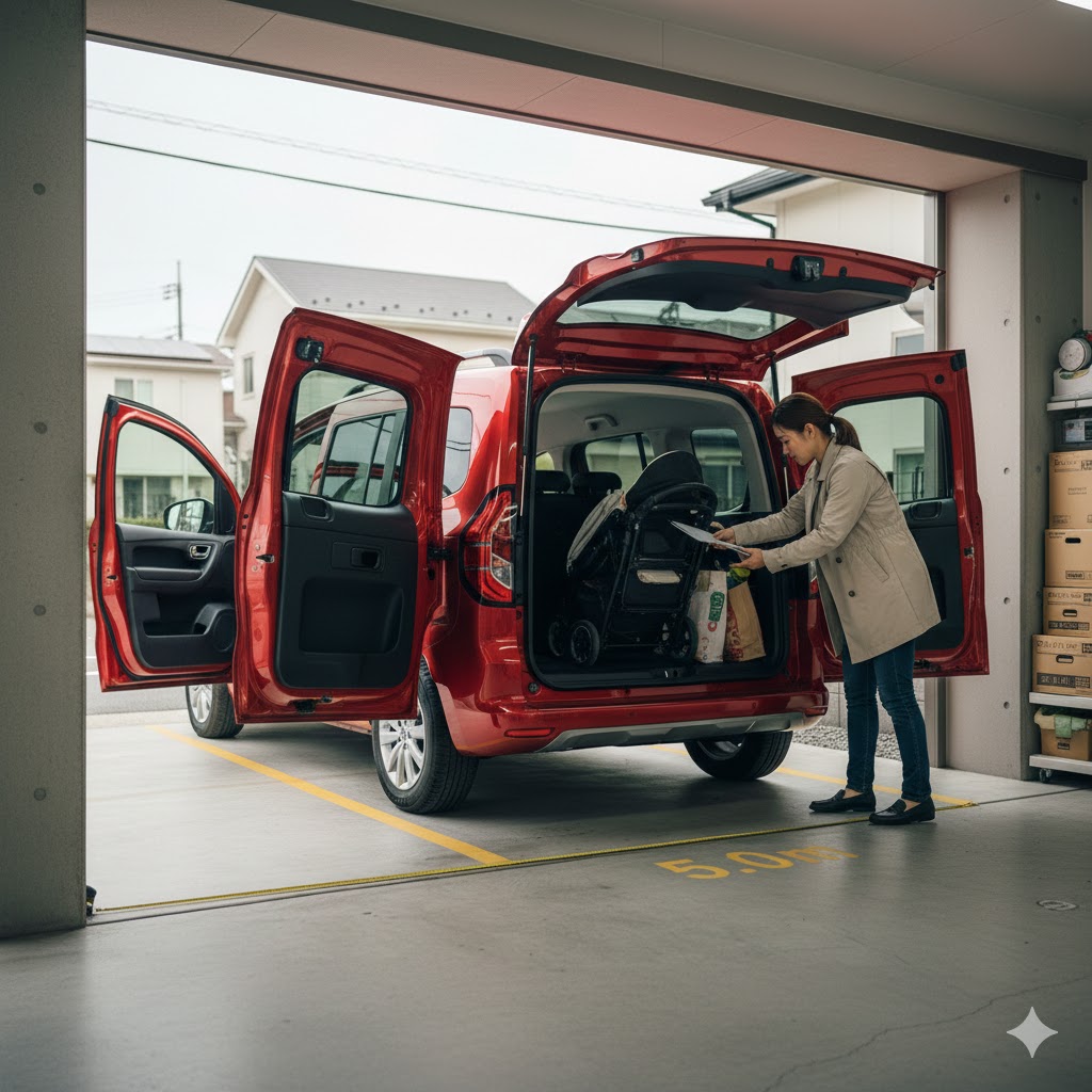 観音開きドアと壁の距離を考慮した駐車スペースの確保